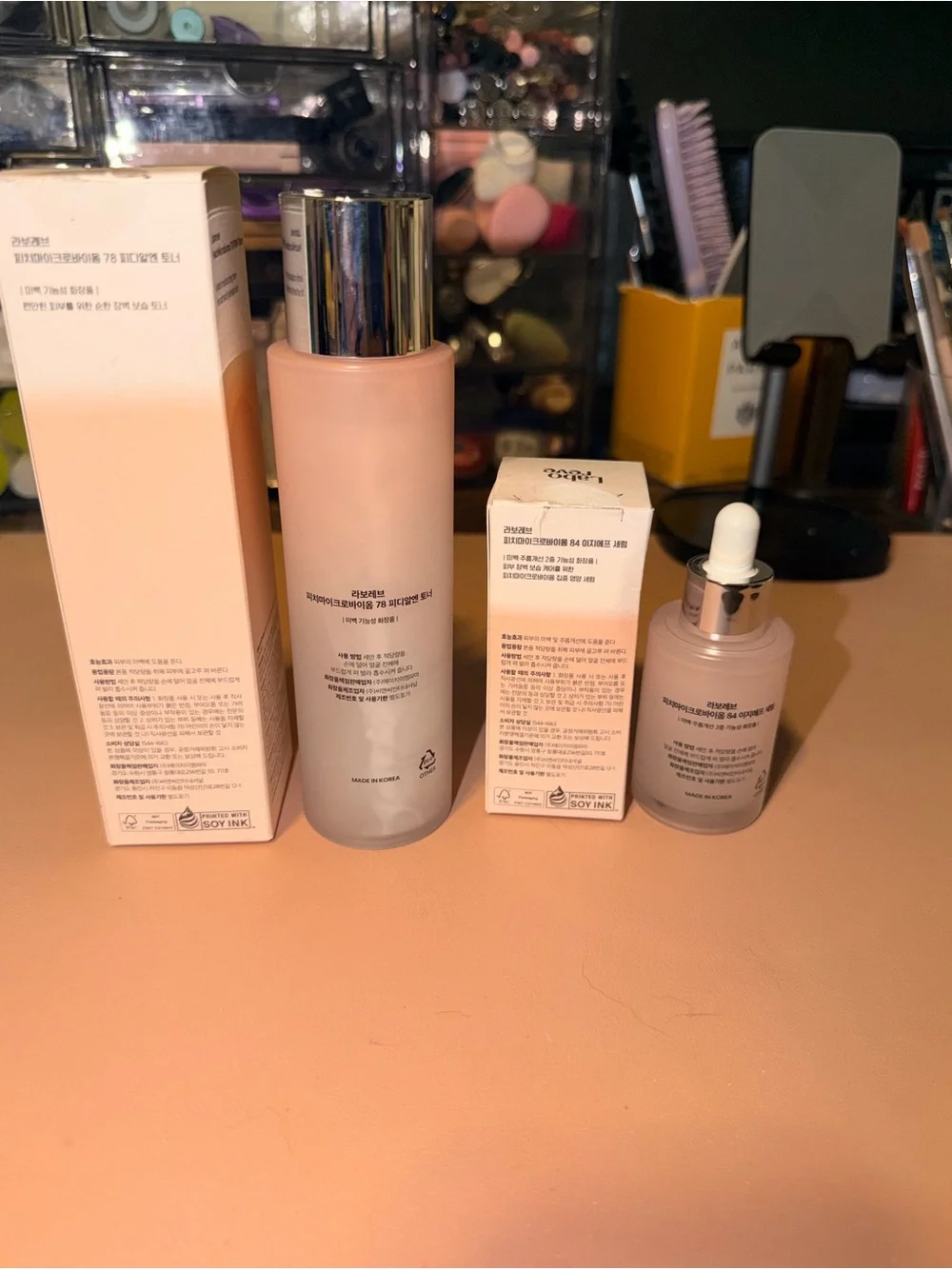 2 items: Laboreve PeachMicrobiome 78 PDRN Toner & Laboreve 84 EGF Serum